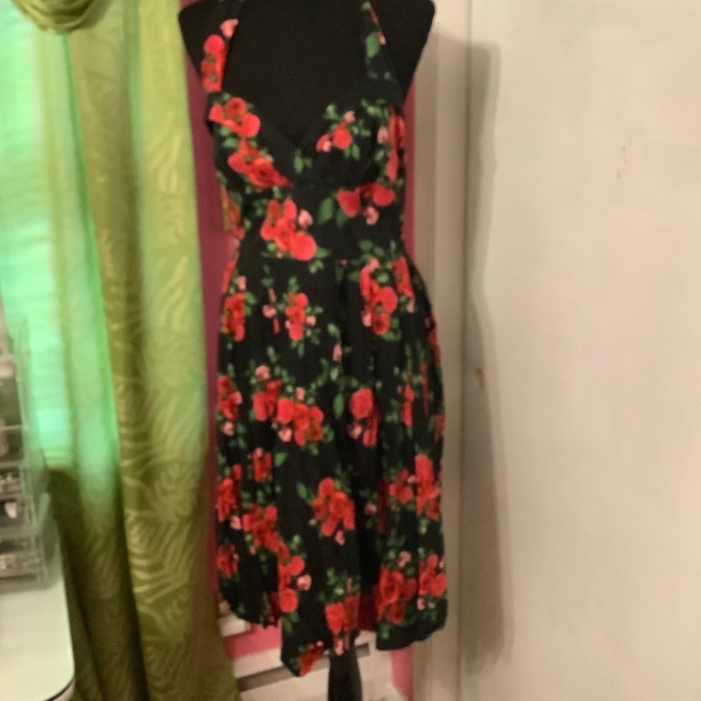 Floral rose halter top dress